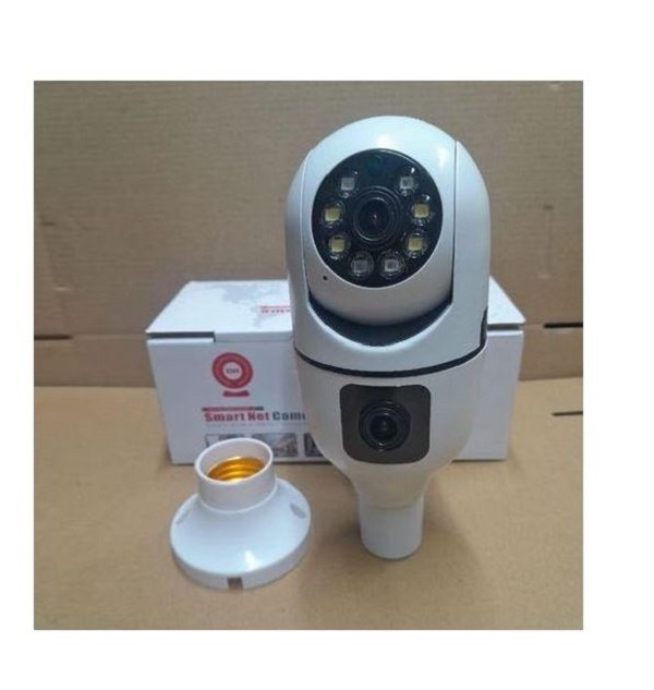 Bulb CCTV Dual Camera With Adjustable Viewing And LEDs