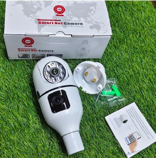 Dual Bulb CCTV With 360° View, Night Vision And Motion Alerts