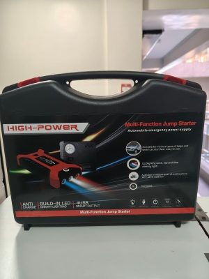 99800mAh Jump Starter Kit with Compressor, Jump Cables, Power Bank, 4 USB Ports, LED Lights, Chargers and Compass for Roadside Use