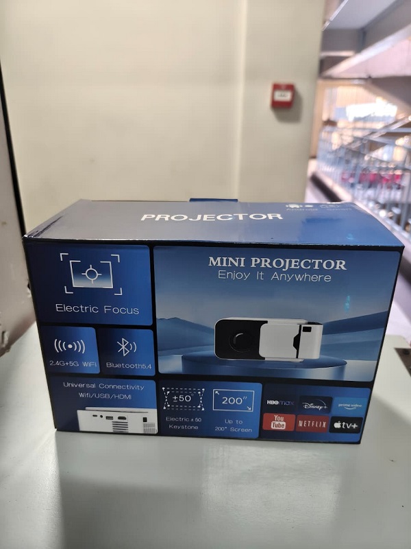 T6 Mini Projector with Electric Focus, 2.4G/5G WiFi, Bluetooth 5.4, HDMI, USB, 50° Keystone and Up to 200-Inch Display